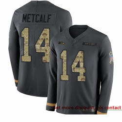 Seahawks 14 D K  Metcalf Anthracite Salute to Service Men Stitched Football Limited Therma Long Sleeve Jersey