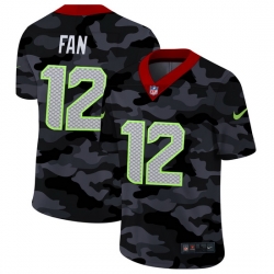 Seattle Seahawks 12 Fan Men Nike 2020 Black CAMO Vapor Untouchable Limited Stitched NFL Jersey