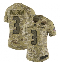 Nike Seahawks #3 Russell Wilson Camo Women Stitched NFL Limited 2018 Salute to Service Jersey