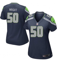 Nike Seahawks #50 K J  Wright Steel Blue Team Color Womens Stitched NFL Elite Jersey