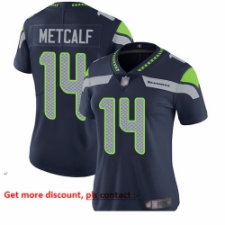 Seahawks 14 D K  Metcalf Steel Blue Team Color Women Stitched Football Vapor Untouchable Limited Jersey