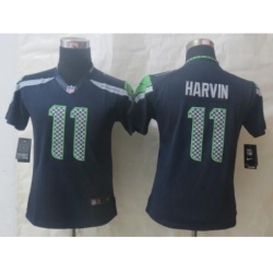 Women Nike Seattle Seahawks 11 Percy Harvin Blue Limited NFL Jersey