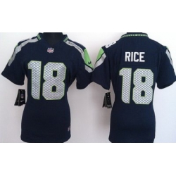 Women Nike Seattle Seahawks 18# Sidney Rice Blue Nike NFL Jerseys