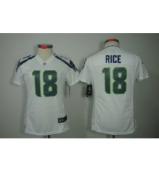 Women Nike Seattle Seahawks 18# Sidney Rice White Color NFL LIMITED Jerseys