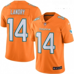 Mens Nike Miami Dolphins 14 Jarvis Landry Limited Orange Rush Vapor Untouchable NFL Jersey