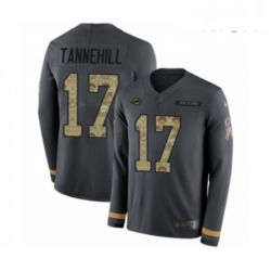 Mens Nike Miami Dolphins 17 Ryan Tannehill Limited Black Salute to Service Therma Long Sleeve NFL Jersey