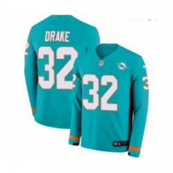 Mens Nike Miami Dolphins 32 Kenyan Drake Limited Aqua Therma Long Sleeve NFL Jersey