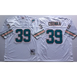 Mitchell And Ness Dolphins #39 Larry Csonka white Throwback Stitched NFL Jersey