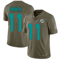 Nike Dolphins #11 DeVante Parker Olive Mens Stitched NFL Limited 2017 Salute to Service Jersey