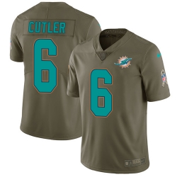 Nike Dolphins #6 Jay Cutler Olive Mens Stitched NFL Limited 2017 Salute to Service Jersey