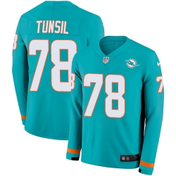 Nike Dolphins 78 Laremy Tunsil Aqua Green Team Color Men s Stitched NFL Limited Therma Long Sleeve Jersey