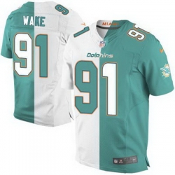 Nike Dolphins #91 Cameron Wake Aqua Green White Mens Stitched NFL Elite Split Jersey