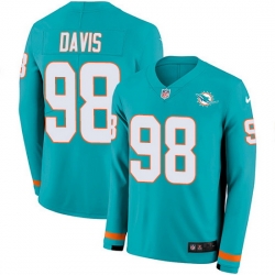 Nike Dolphins 98 Raekwon Davis Aqua Green Team Color Men Stitched NFL Limited Therma Long Sleeve Jersey