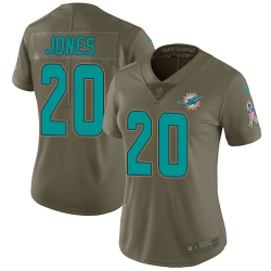 Nike Dolphins #20 Reshad Jones Olive Womens Stitched NFL Limited 2017 Salute to Service Jersey