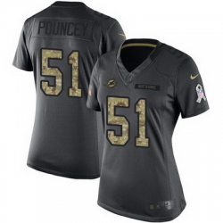 Nike Dolphins #51 Mike Pouncey Black Womens Stitched NFL Limited 2016 Salute to Service Jersey