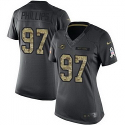 Nike Dolphins #97 Jordan Phillips Black Womens Stitched NFL Limited 2016 Salute to Service Jersey