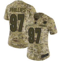 Nike Dolphins #97 Jordan Phillips Camo Women Stitched NFL Limited 2018 Salute to Service Jersey