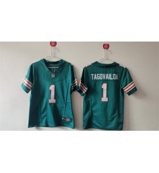 Women Miami Dolphins 1 Tua Tagovailoa Aqua F U S E Vapor Untouchable Stitched Jersey