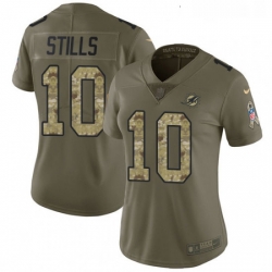 Womens Nike Miami Dolphins 10 Kenny Stills Limited OliveCamo 2017 Salute to Service NFL Jersey