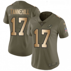 Womens Nike Miami Dolphins 17 Ryan Tannehill Limited OliveGold 2017 Salute to Service NFL Jersey