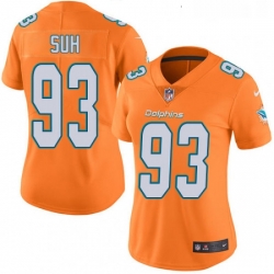 Womens Nike Miami Dolphins 93 Ndamukong Suh Limited Orange Rush Vapor Untouchable NFL Jersey