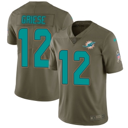 Youth Nike Dolphins #12 Bob Griese Olive Stitched NFL Limited 2017 Salute to Service Jersey