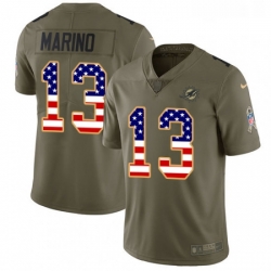 Youth Nike Miami Dolphins 13 Dan Marino Limited OliveUSA Flag 2017 Salute to Service NFL Jersey