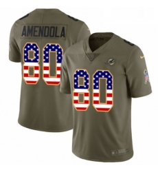 Youth Nike Miami Dolphins 80 Danny Amendola Limited OliveUSA Flag 2017 Salute to Service NFL Jersey