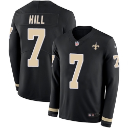 Limited Nike Black Mens Taysom Hill Jersey NFL 7 New Orleans Saints Therma Long Sleeve