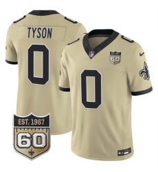Men New Orleans Saints 0 Jordyn Tyson Gold 2026 F U S E 60th Anniversary Patch Vapor Limited Football Stitched Jersey Men New Orleans Saints 0 Jordyn Tyson Gold 2026 F U S E 60th Anniversary Patch Vapor Limited Football Stitched Jersey