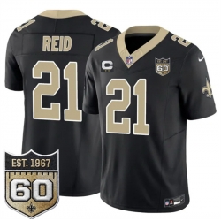 Men New Orleans Saints  21 Justin Reid Black 2026 F U S E With 2 Star C Patch And 60th Anniversary Patch Vapor Limited Football Stitched Jersey