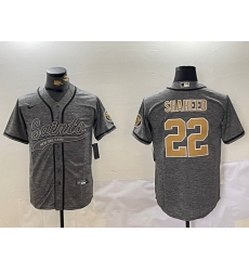 Men New Orleans Saints 22 Rashid Shaheed Grey With Patch Cool Base Stitched Baseball Jersey