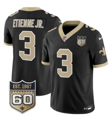 Men New Orleans Saints 3 Travis Etienne Jr Black 2026 F U S E 60th Anniversary Patch Vapor Limited Football Stitched Jersey Men New Orleans Saints 3 Travis Etienne Jr Black 2026 F U S E 60th Anniversary Patch Vapor Limited Football Stitched Jersey