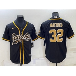 Men New Orleans Saints 32 Tyrann Mathieu Black Stitched MLB Cool Base Nike Baseball Jersey