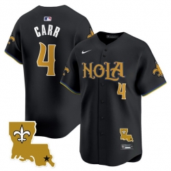 Men New Orleans Saints 4 Derek Carr Black Cool Base Stitched Baseball Jersey