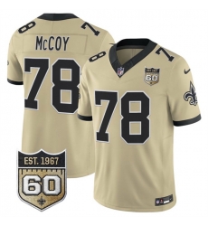 Men New Orleans Saints 78 Erik McCoy Gold 2026 F U S E 60th Anniversary Patch Vapor Limited Football Stitched Jersey Men New Orleans Saints 78 Erik McCoy Gold 2026 F U S E 60th Anniversary Patch Vapor Limited Football Stitched Jersey