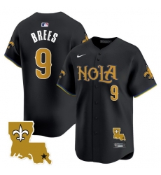 Men New Orleans Saints 9 Drew Brees Black Cool Base Stitched Baseball Jersey