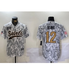 Men New Orleans Saints Team 12 Chris Olave 2024 Arctic Camo Salute To Service Stitched Baseball Jersey