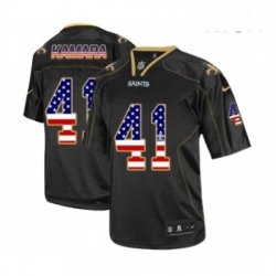 Mens New Orleans Saints 41 Alvin Kamara Elite Black USA Flag Fashion Football Jersey