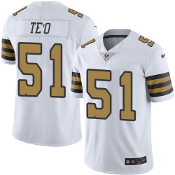 Mens Nike New Orleans Saints 51 Manti Teo  White Rush NFL Jersey