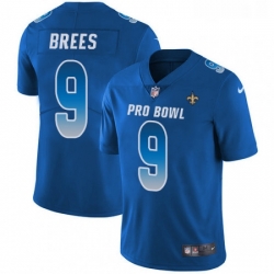 Mens Nike New Orleans Saints 9 Drew Brees Limited Royal Blue 2018 Pro Bowl NFL Jersey