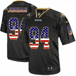 Mens Nike New Orleans Saints 94 Cameron Jordan Elite Black USA Flag Fashion NFL Jersey