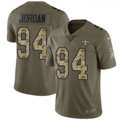 Mens Nike New Orleans Saints 94 Cameron Jordan Limited OliveCamo 2017 Salute to Service NFL Jersey