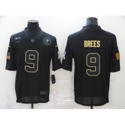 Nike New Orleans Saints 9 Drew Brees Black 2020 Salute To Service Limited Jersey