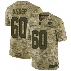 Nike Saints #60 Max Unger Camo Mens Stitched NFL Limited 2018 Salute To Service Jersey