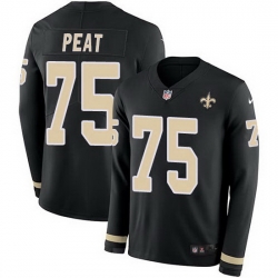 Nike Saints 75 Andrus Peat Black Team Color Men Stitched NFL Limited Therma Long Sleeve Jersey