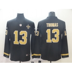 Saints 13 Michael Thomas Black Therma Long Sleeve Jersey