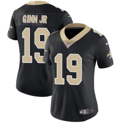 Nike Saints #19 Ted Ginn Jr Black Team Color Womens Stitched NFL Vapor Untouchable Limited Jersey