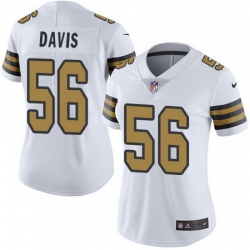 Nike Saints #56 DeMario Davis White Womens Stitched NFL Limited Rush Jersey