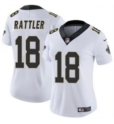 Women New Orleans Saints 18 Spencer Rattler White Vapor Stitched Game Jersey